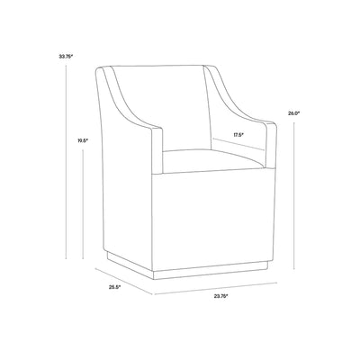 ZANE WHEELED DINING ARMCHAIR