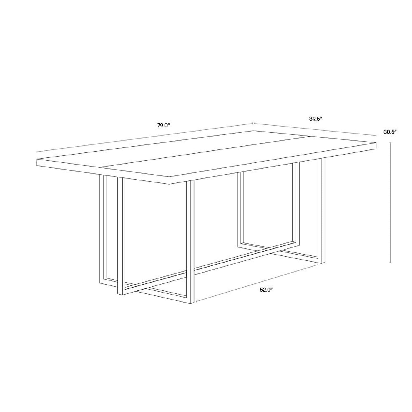 Jade Dining Table - Antique Brass - Dark Mango - 79"