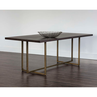 JADE DINING TABLE - ANTIQUE BRASS - DARK MANGO - 79"