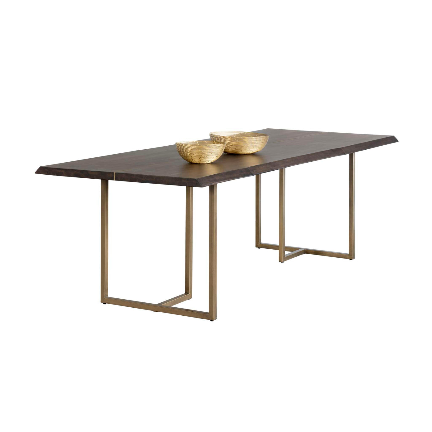 DONNELLY DINING TABLE - ANTIQUE BRASS - DARK MANGO - 95"