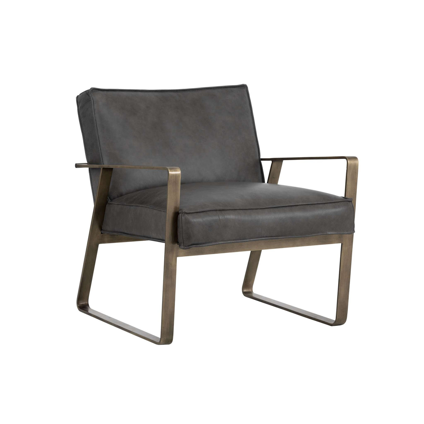 KRISTOFFER LOUNGE CHAIR - VINTAGE STEEL GREY LEATHER