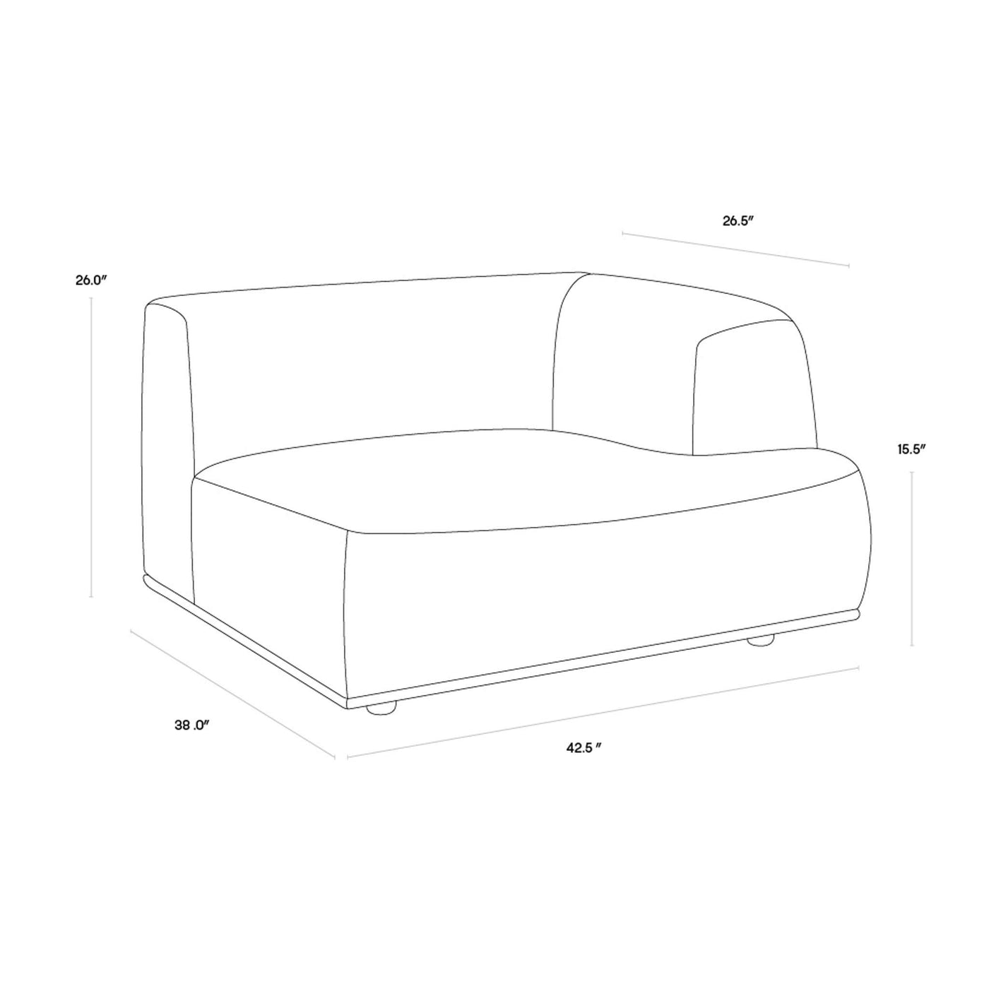 Darren Modular - Right Armchair - Smokescreen