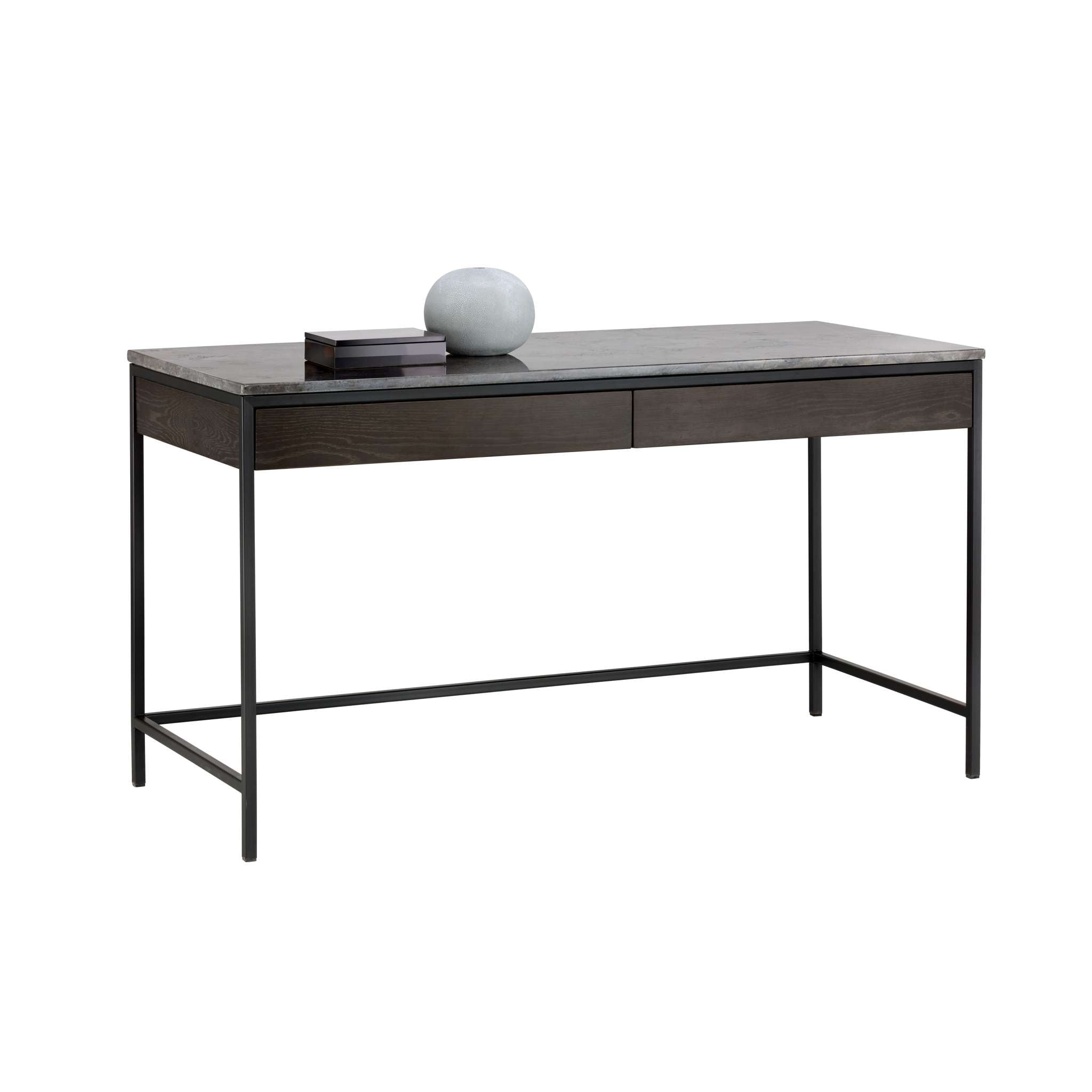 STAMOS DESK - BLACK - GREY MARBLE / CHARCOAL GREY