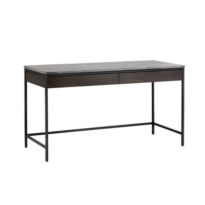 Stamos Desk - Black - Grey Marble / Charcoal Grey