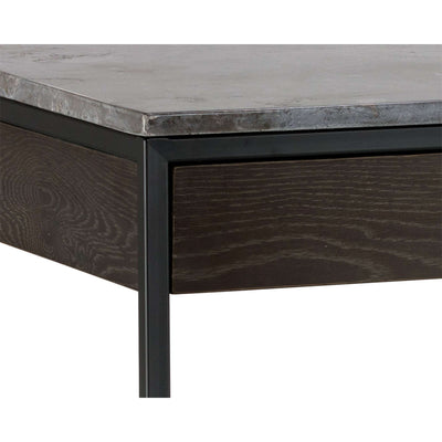 Stamos Desk - Black - Grey Marble / Charcoal Grey