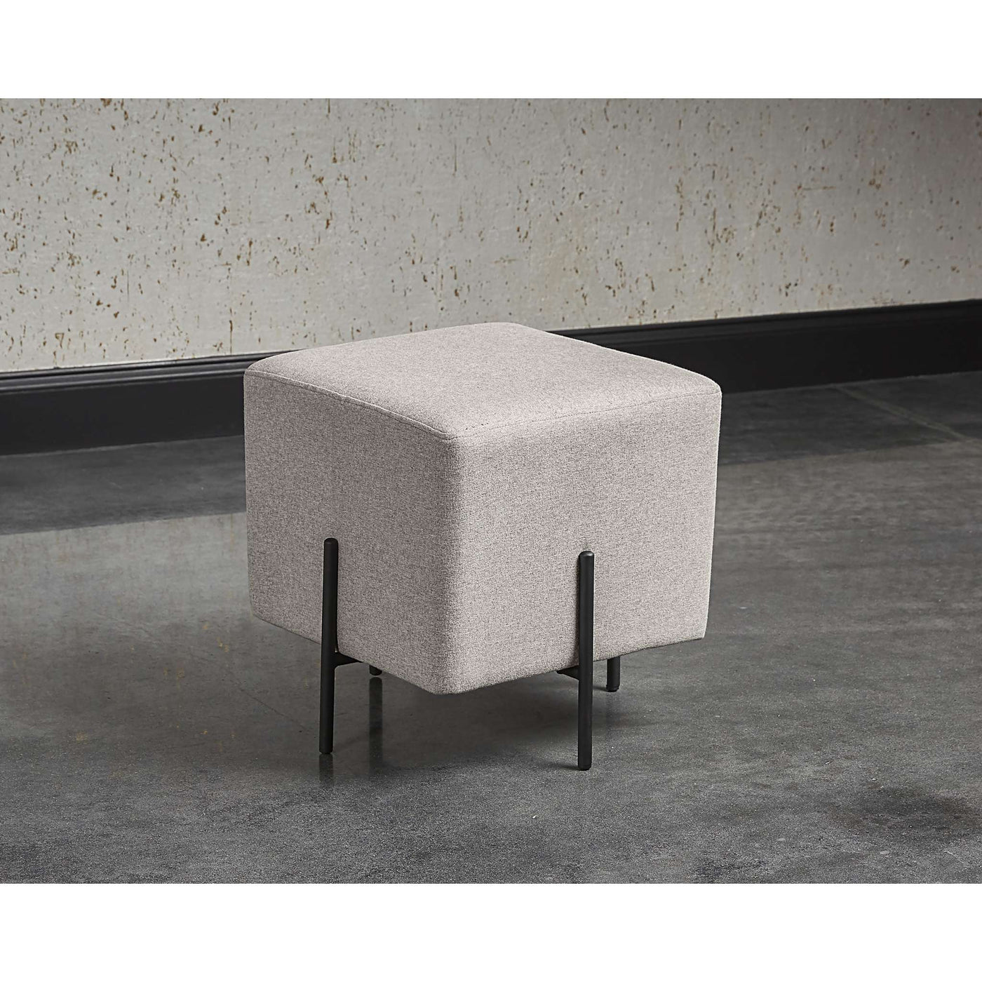 HESTON OTTOMAN - BLACK - DORSET PLATINUM