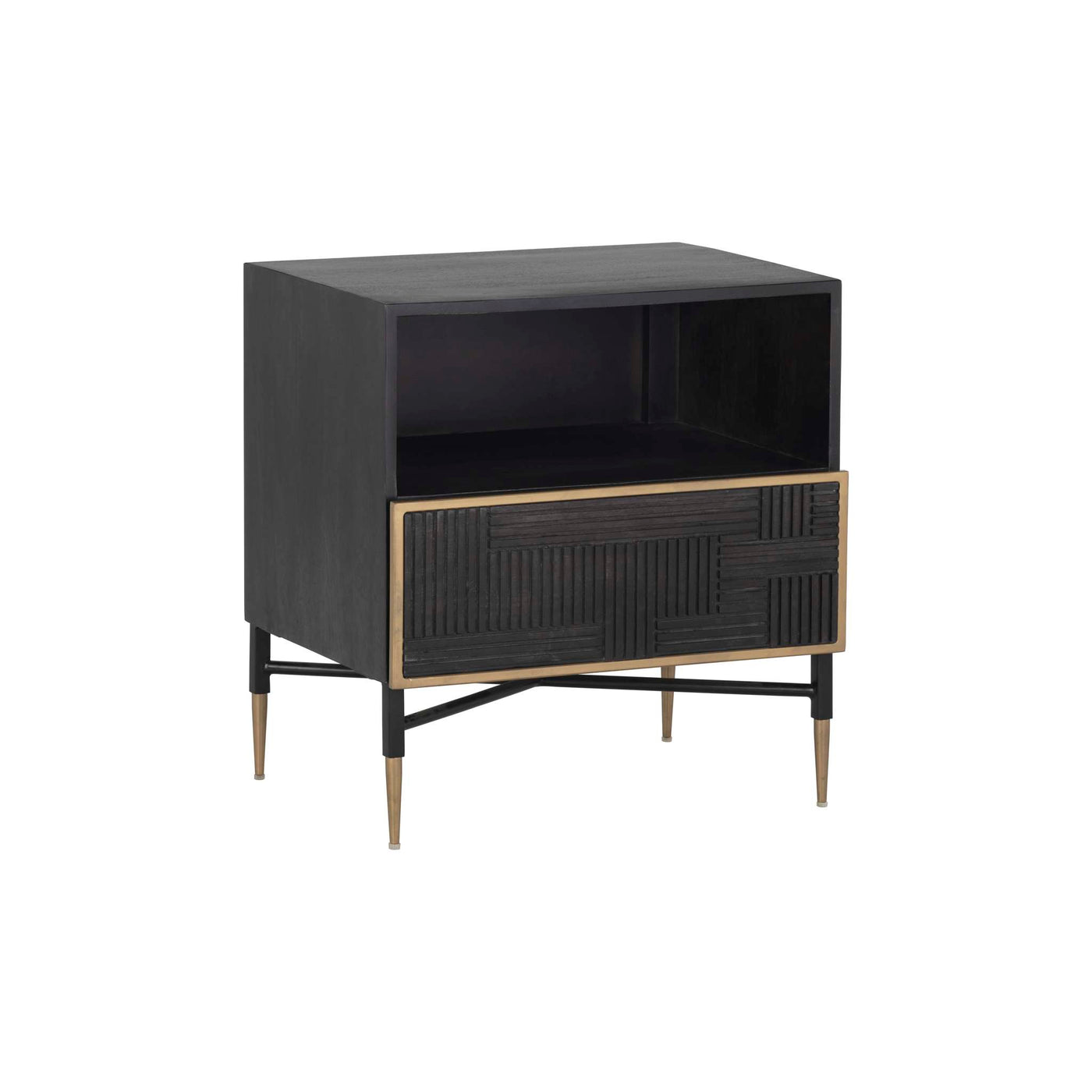 MARKWOOD NIGHTSTAND - BRASS - DARK BROWN