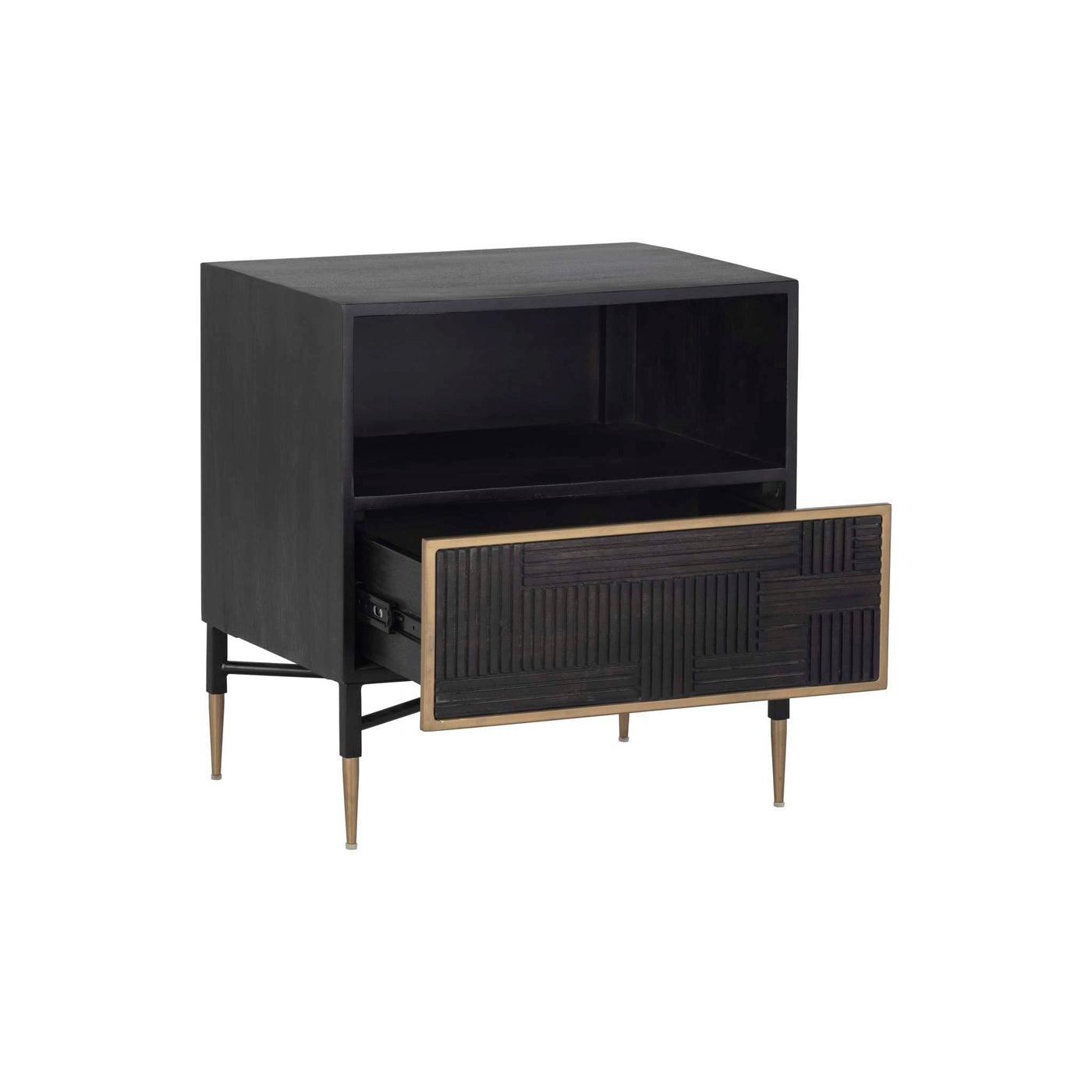 Markwood Nightstand - Brass - Dark Brown