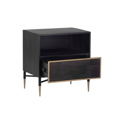 MARKWOOD NIGHTSTAND - BRASS - DARK BROWN