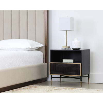 MARKWOOD NIGHTSTAND - BRASS - DARK BROWN