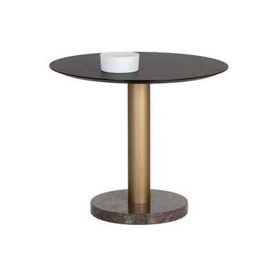 MONACO BISTRO TABLE - GOLD - GREY MARBLE / CHARCOAL GREY - 35.5"