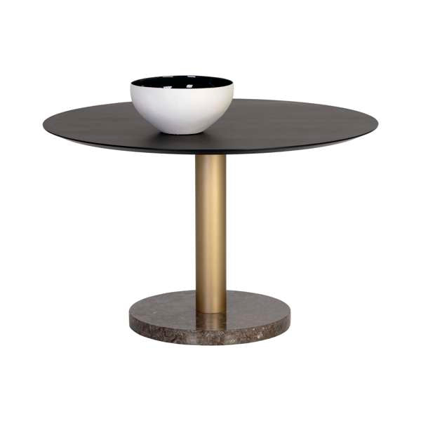 Monaco Dining Table - Gold - Grey Marble / Charcoal Grey - 48"