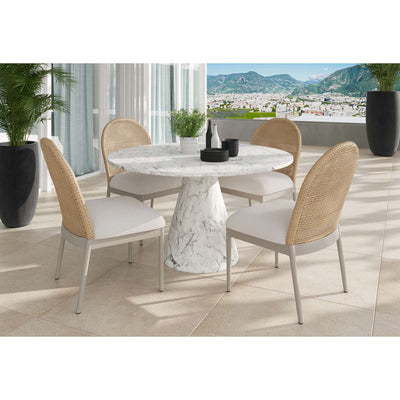 Shelburne Dining Table - Marble Look - White - 47"