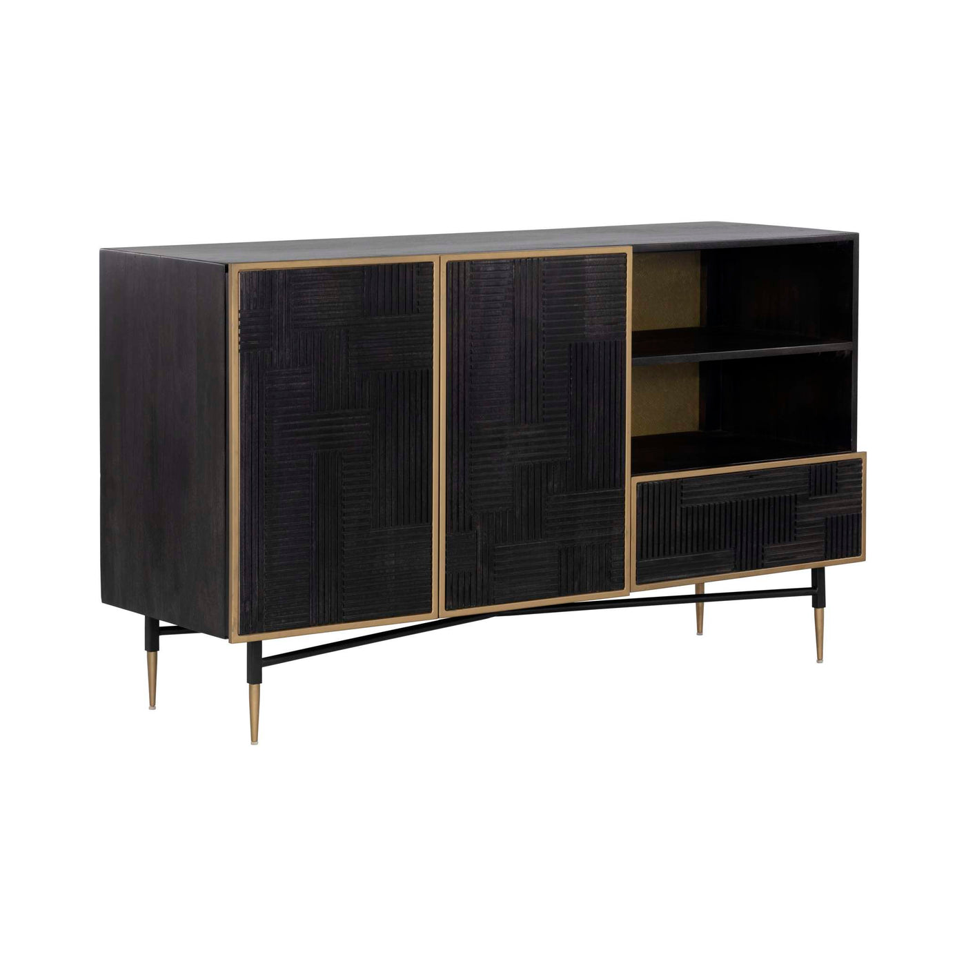 Markwood Sideboard - Brass - Dark Brown