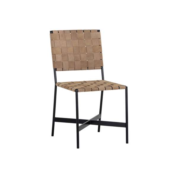 Omari Dining Chair - Suede Light Tan Leather (Sef Of 2)