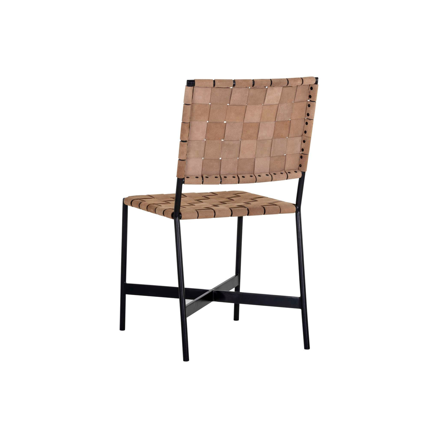 OMARI DINING CHAIR - SUEDE LIGHT TAN LEATHER (Sef of 2)