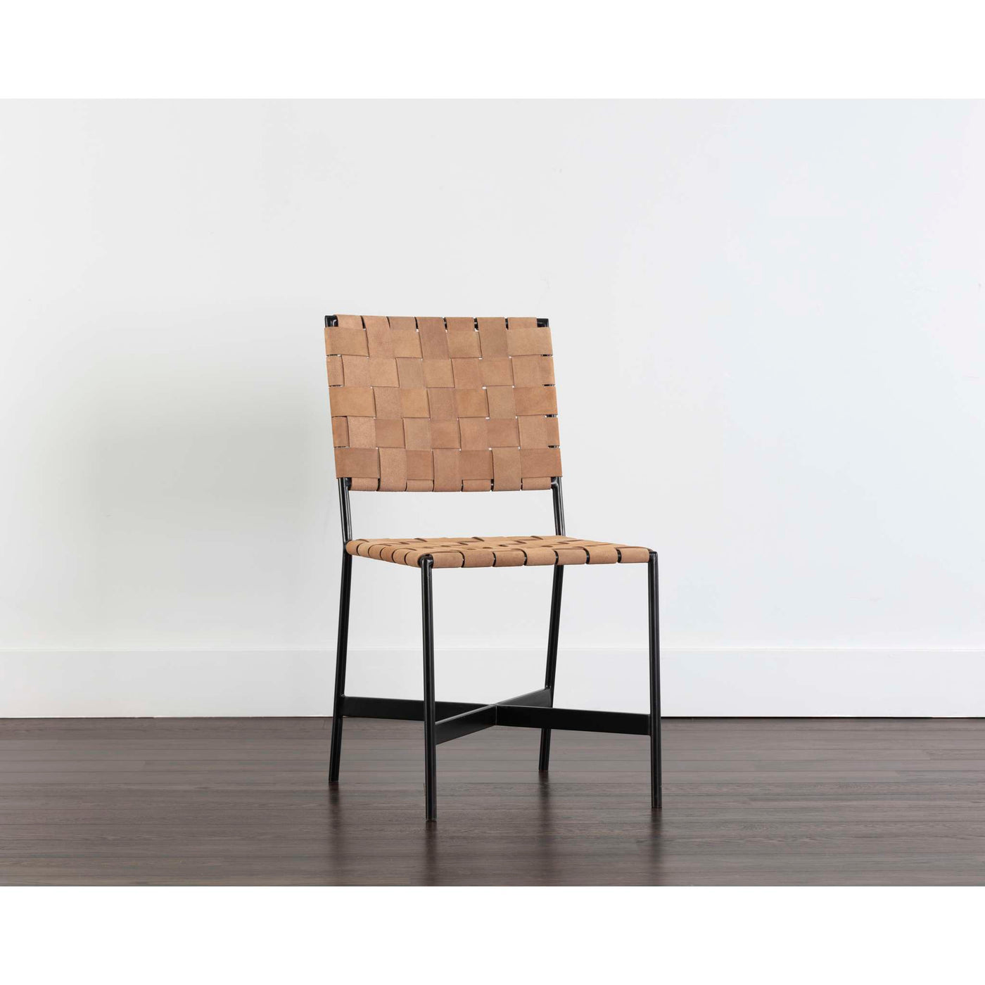 OMARI DINING CHAIR - SUEDE LIGHT TAN LEATHER (Sef of 2)