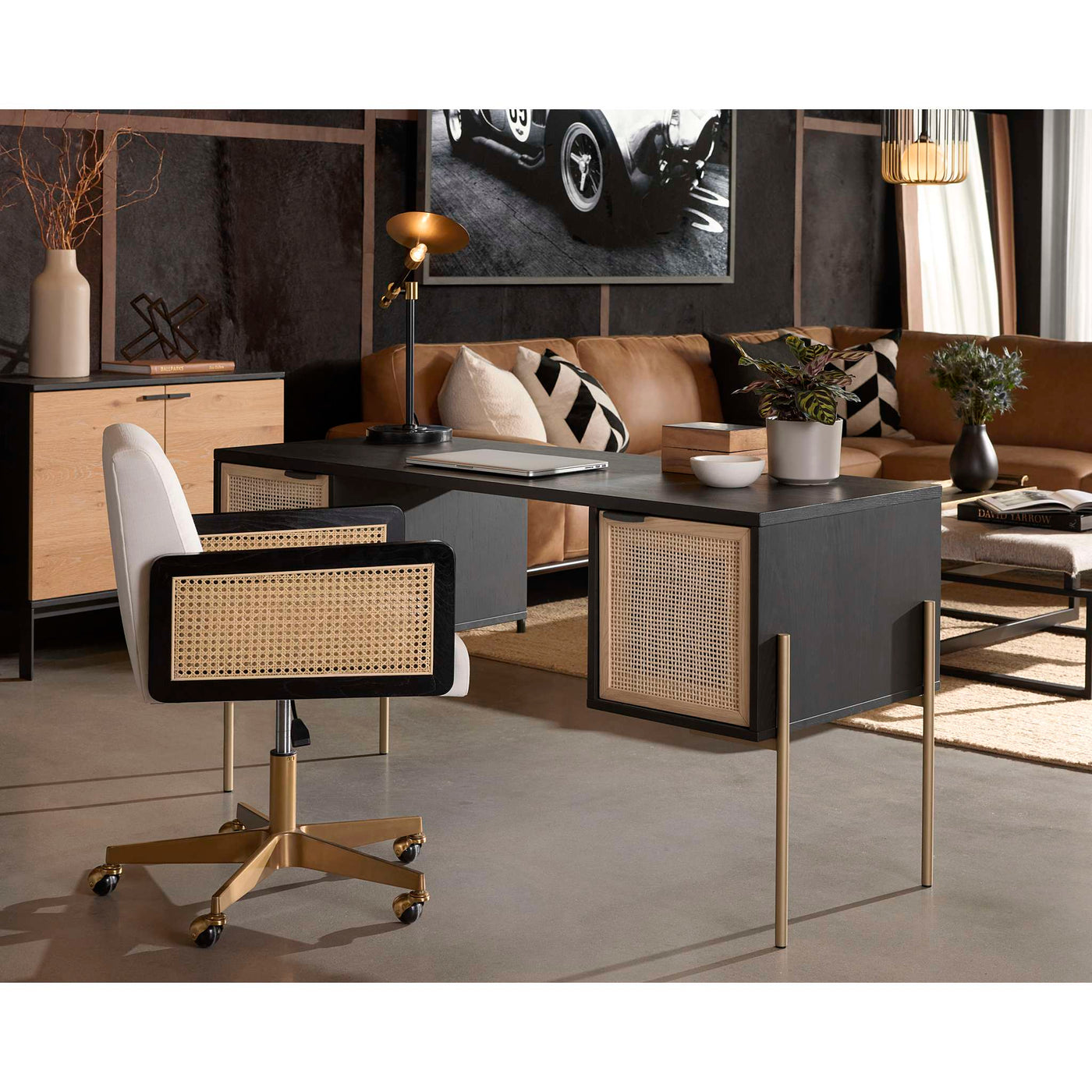 Avida Desk - Gold - Black/Natural