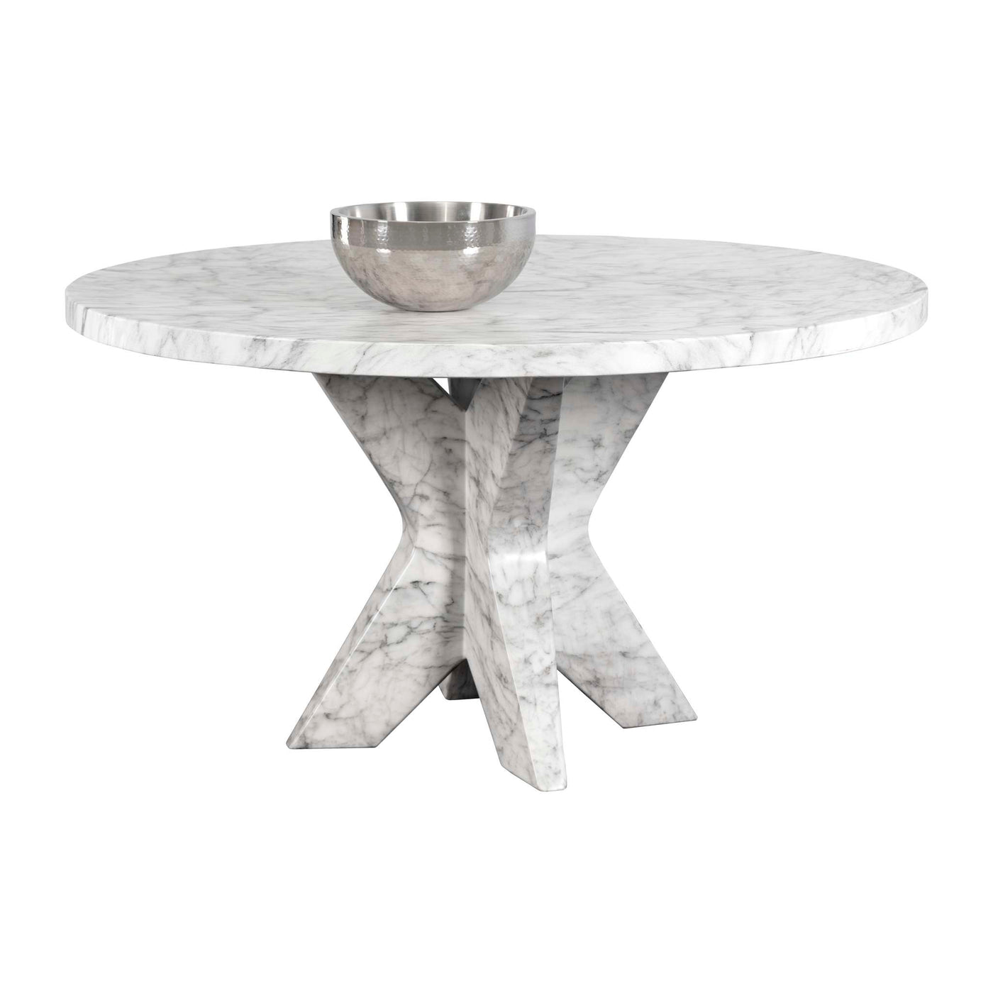 Cypher Dining Table Base - Marble Look - White