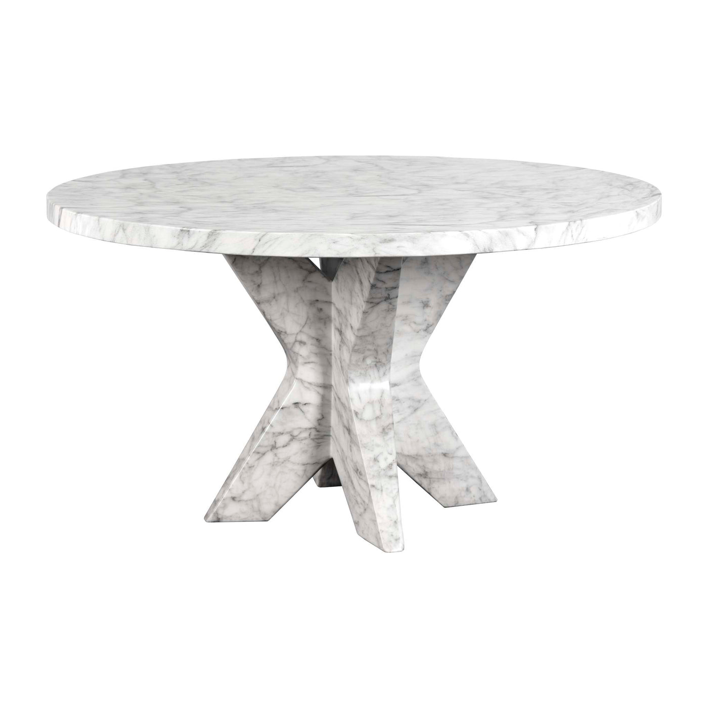 CYPHER DINING TABLE BASE - MARBLE LOOK - WHITE