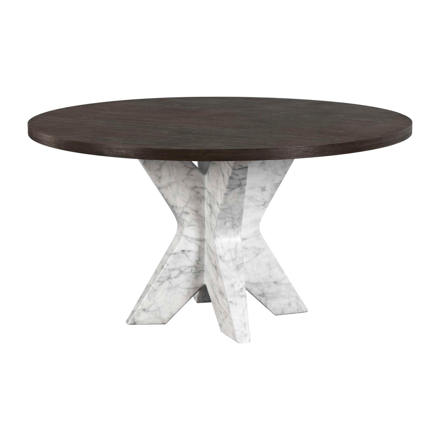 Cypher Dining Table Base - Marble Look - White