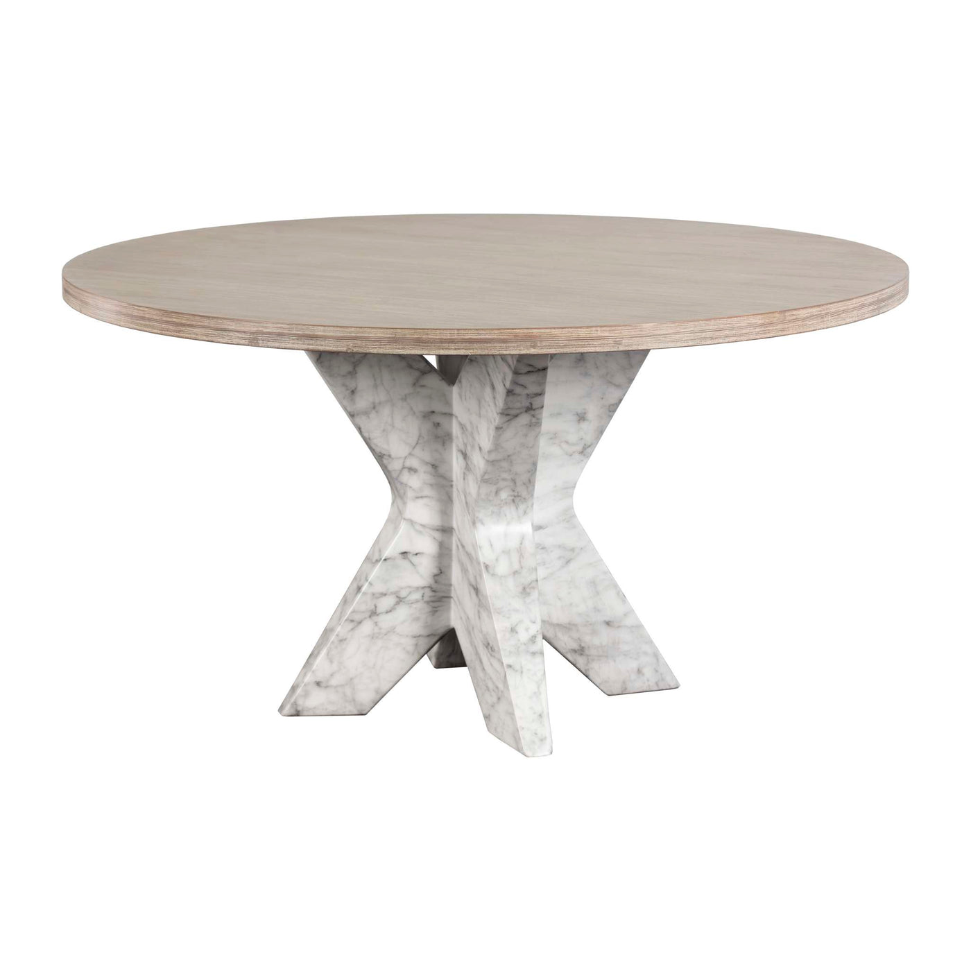 Cypher Dining Table Base - Marble Look - White