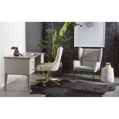 Pattinson Desk - White Ceruse - Oyster Shagreen