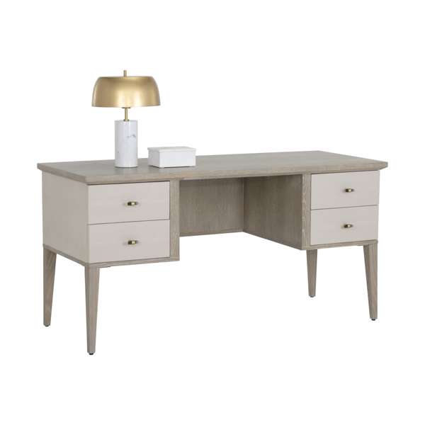 Pattinson Desk - White Ceruse - Oyster Shagreen