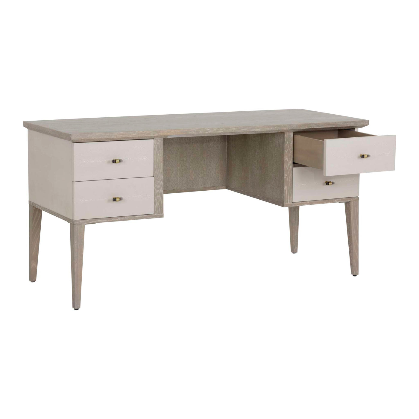 Pattinson Desk - White Ceruse - Oyster Shagreen