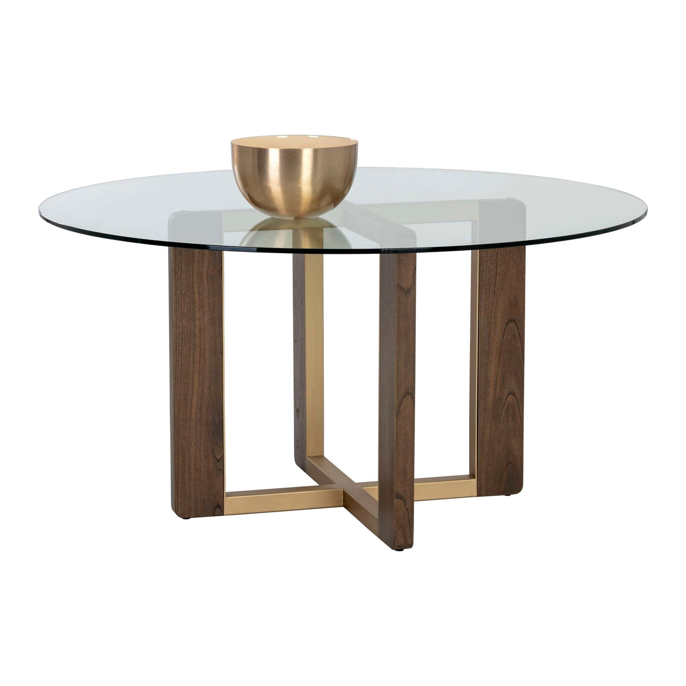 REJANE DINING TABLE BASE - GOLD - RAW UMBER