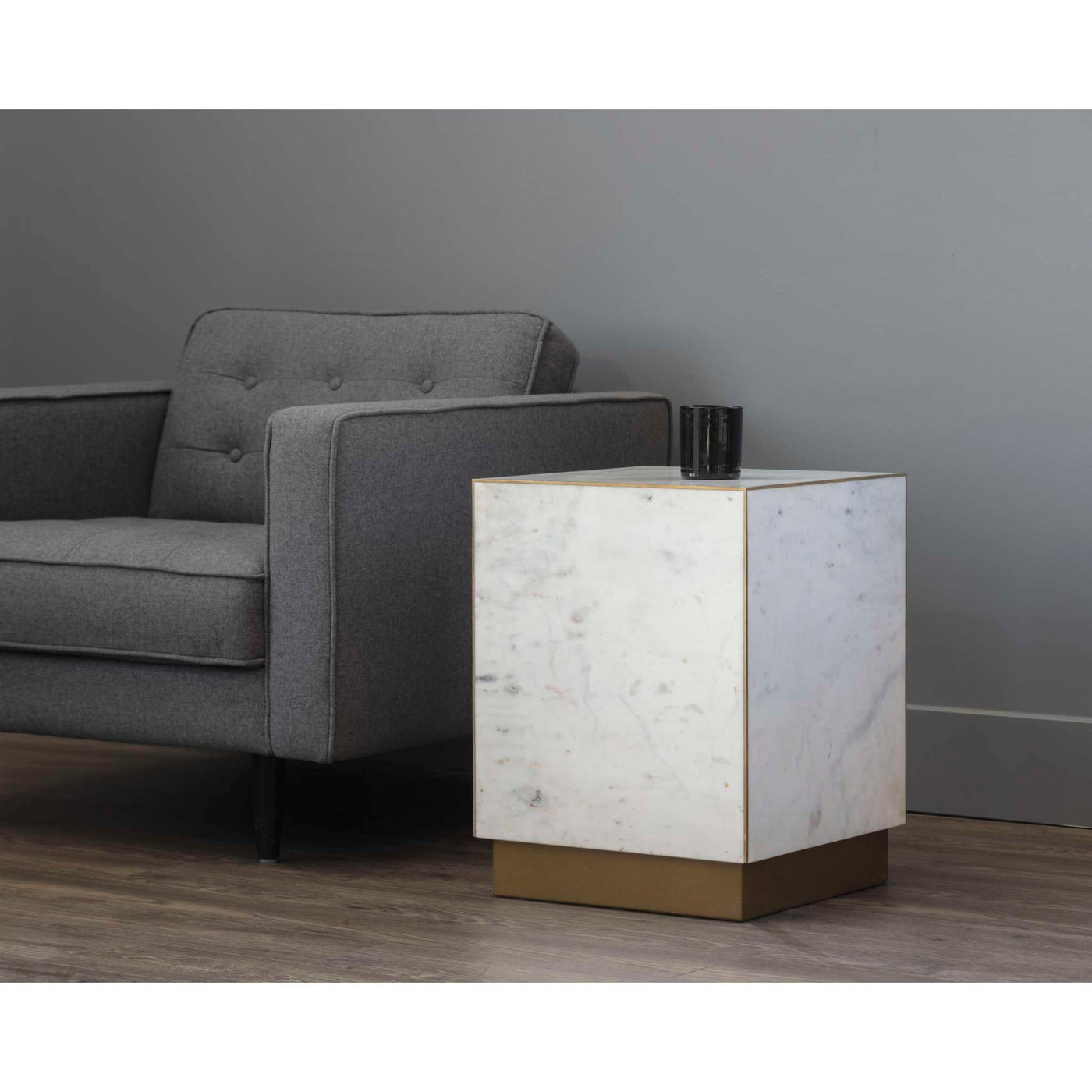 DAINES END TABLE - WHITE MARBLE