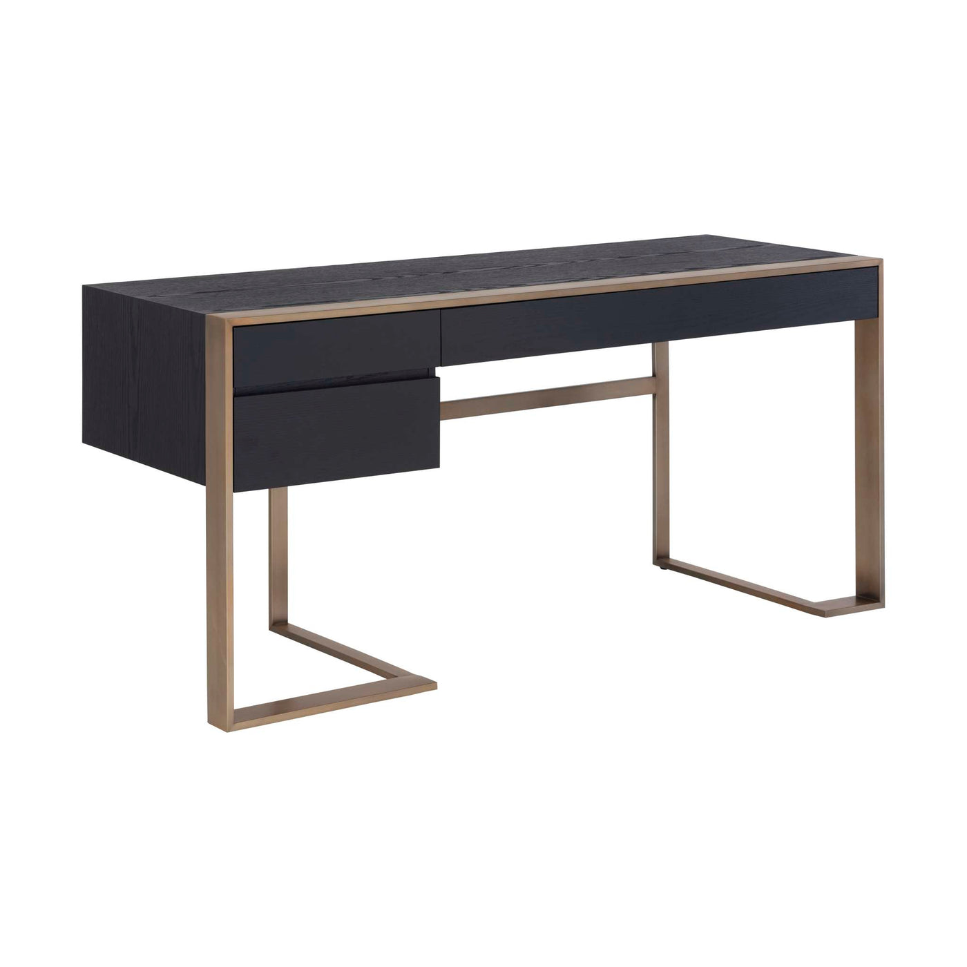 Dalton Desk - Antique Brass - Black