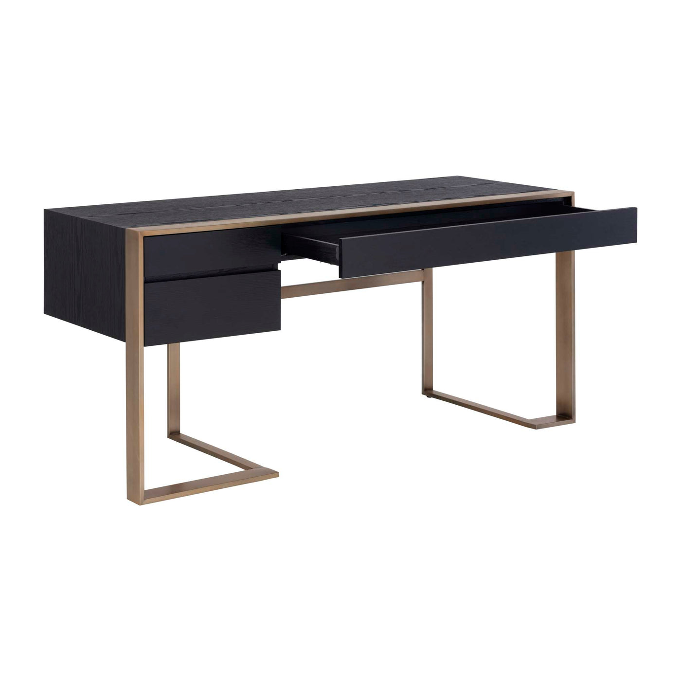 Dalton Desk - Antique Brass - Black