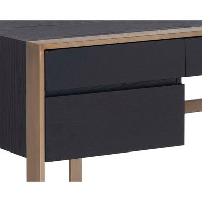 Dalton Desk - Antique Brass - Black