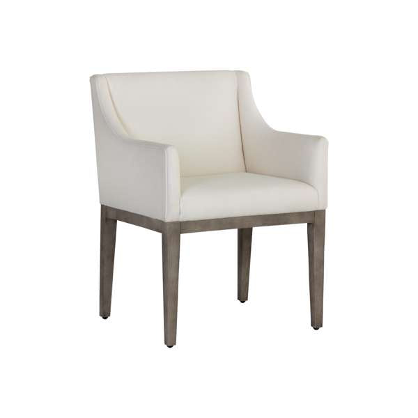 MALIK DINING ARMCHAIR - ASH GREY - LINOSO IVORY