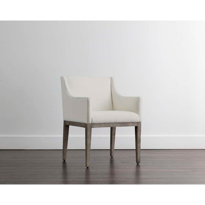 Malik Dining Armchair - Ash Grey - Linoso Ivory