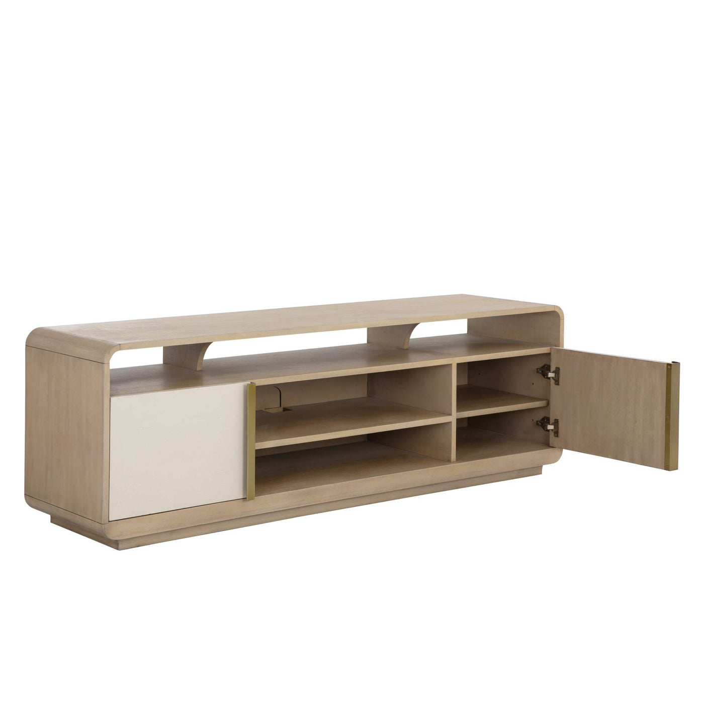 Kayden Media Console And Cabinet - Oyster Shagreen