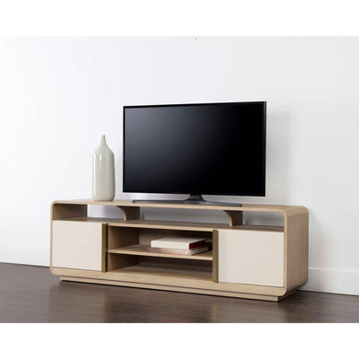 Kayden Media Console And Cabinet - Oyster Shagreen