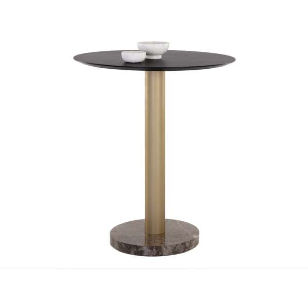 Monaco Bar Table - Gold - Grey Marble / Charcoal Grey