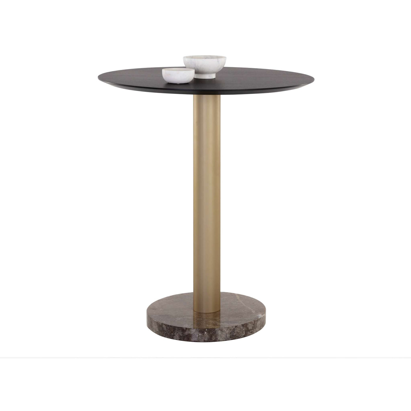 MONACO BAR TABLE - GOLD - GREY MARBLE / CHARCOAL GREY