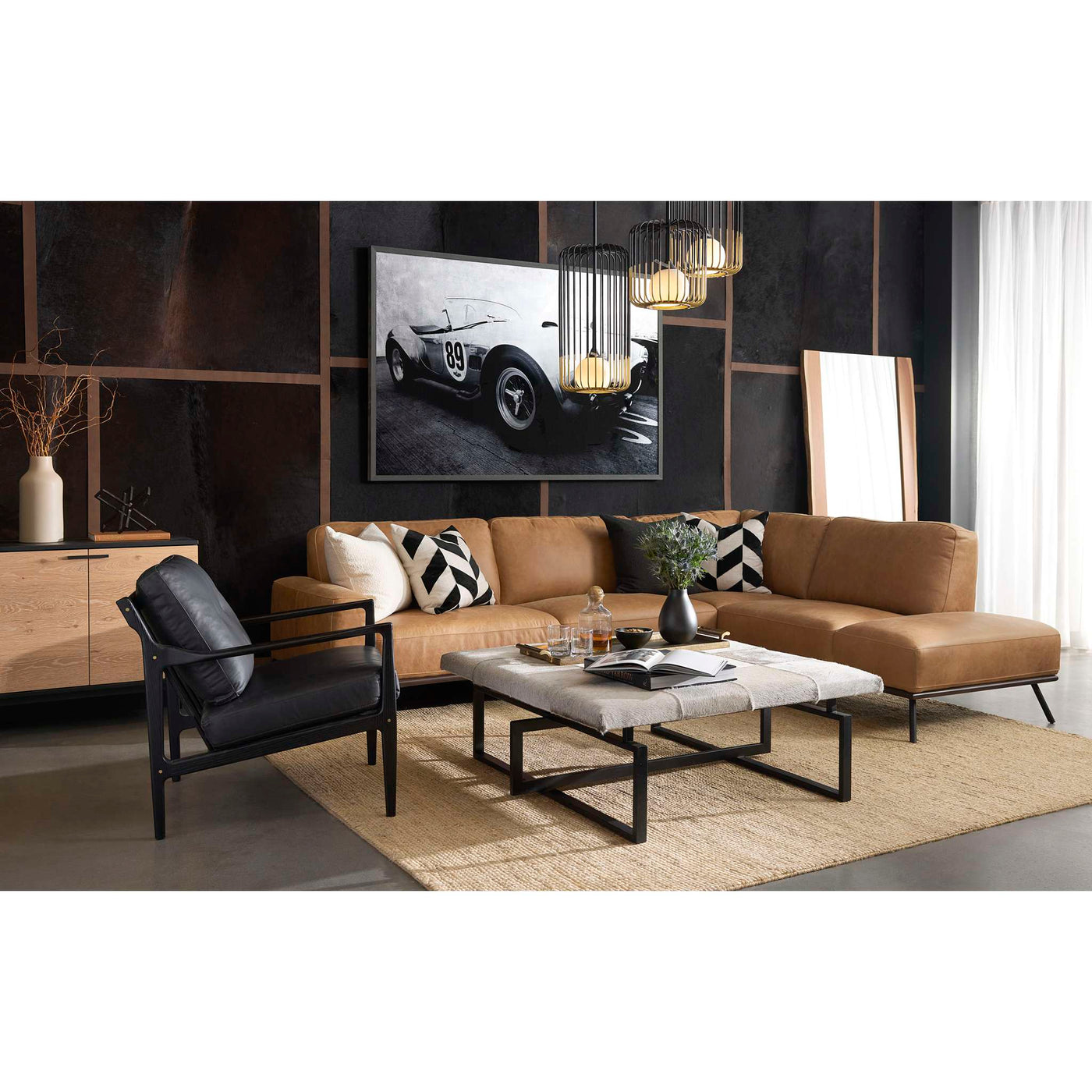 Brandi Sofa Chaise - Raf - Camel Leather