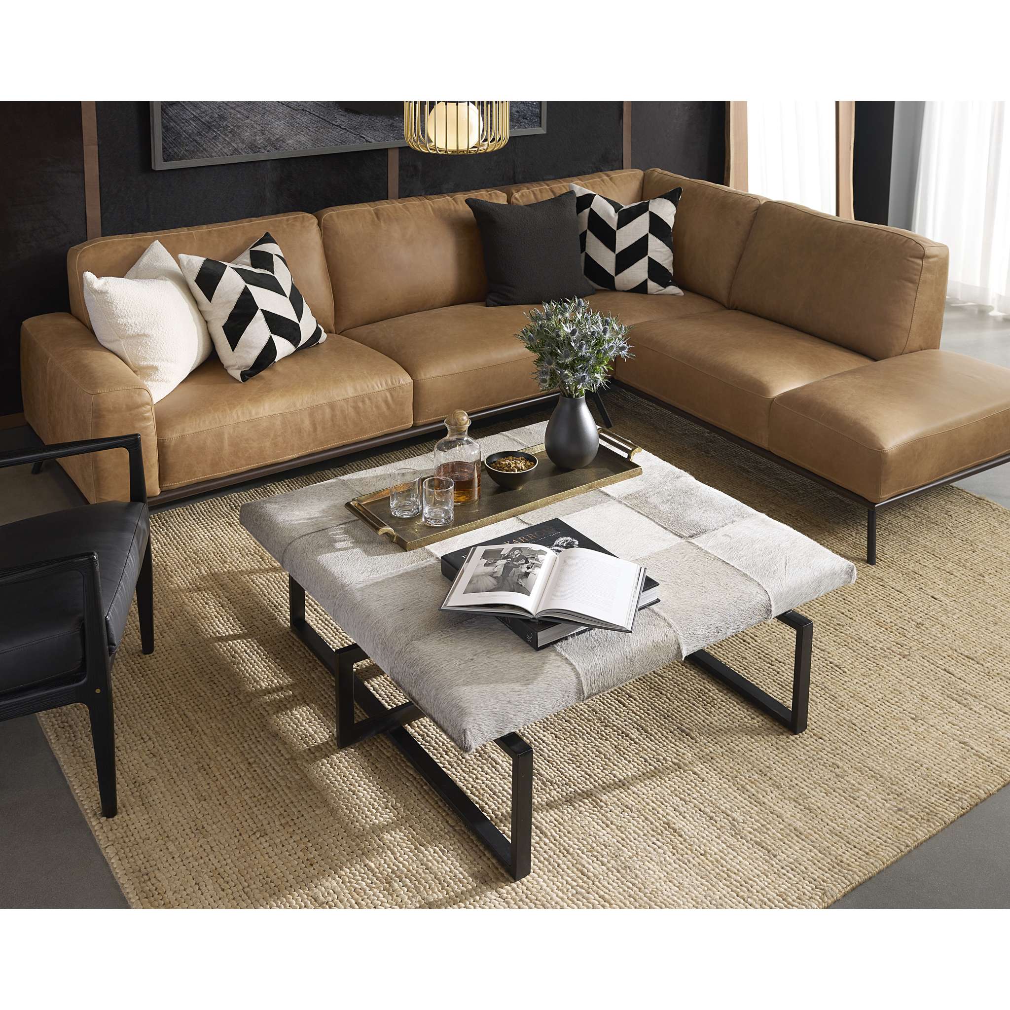 BRANDI SOFA CHAISE - RAF - CAMEL LEATHER