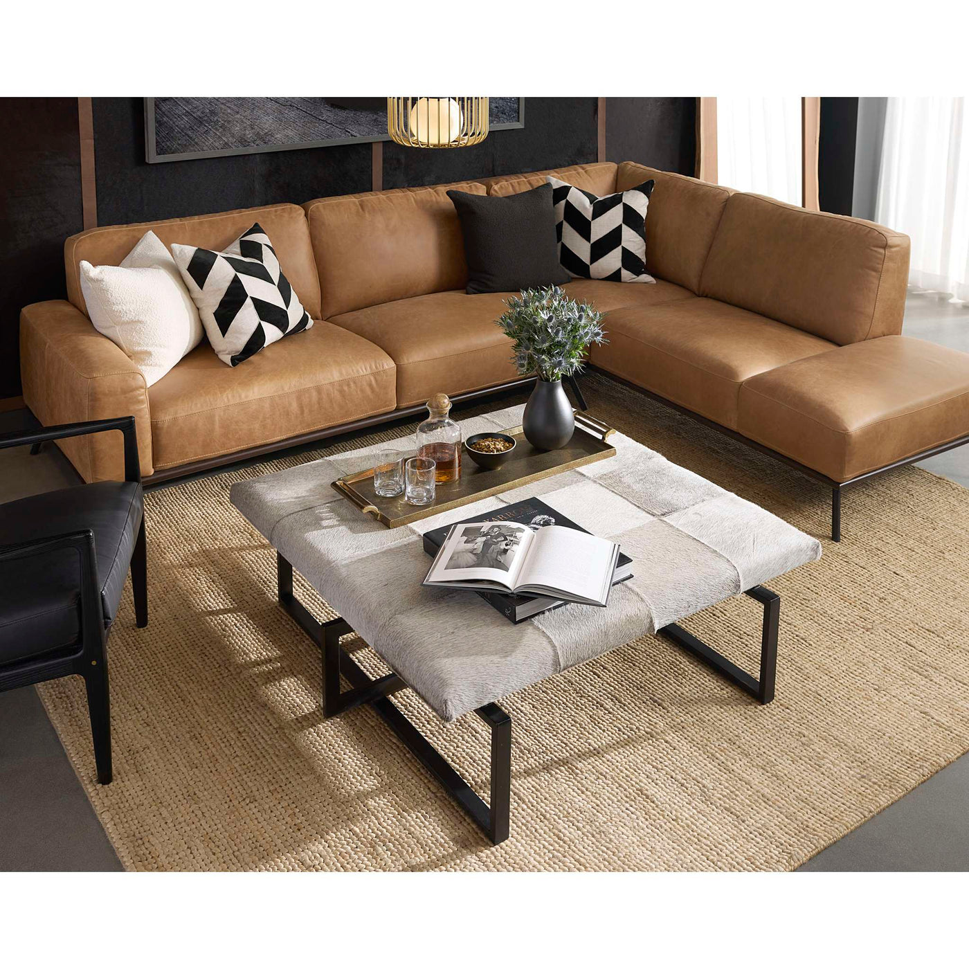 Brandi Sofa Chaise - Raf - Camel Leather