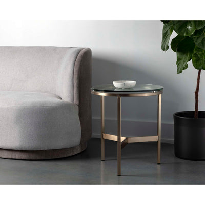 FLATO END TABLE - ANTIQUE BRASS