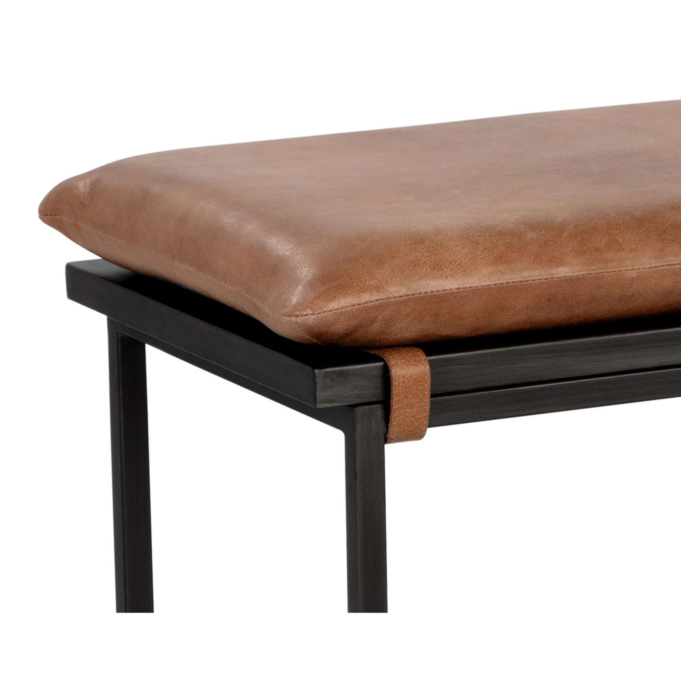 ZANCOR BENCH - GUNMETAL - TAN LEATHER