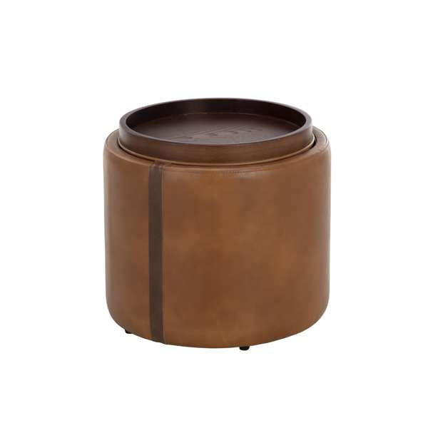 BORELLI STORAGE OTTOMAN - TOBACCO TAN / AUTUMN CHESTNUT