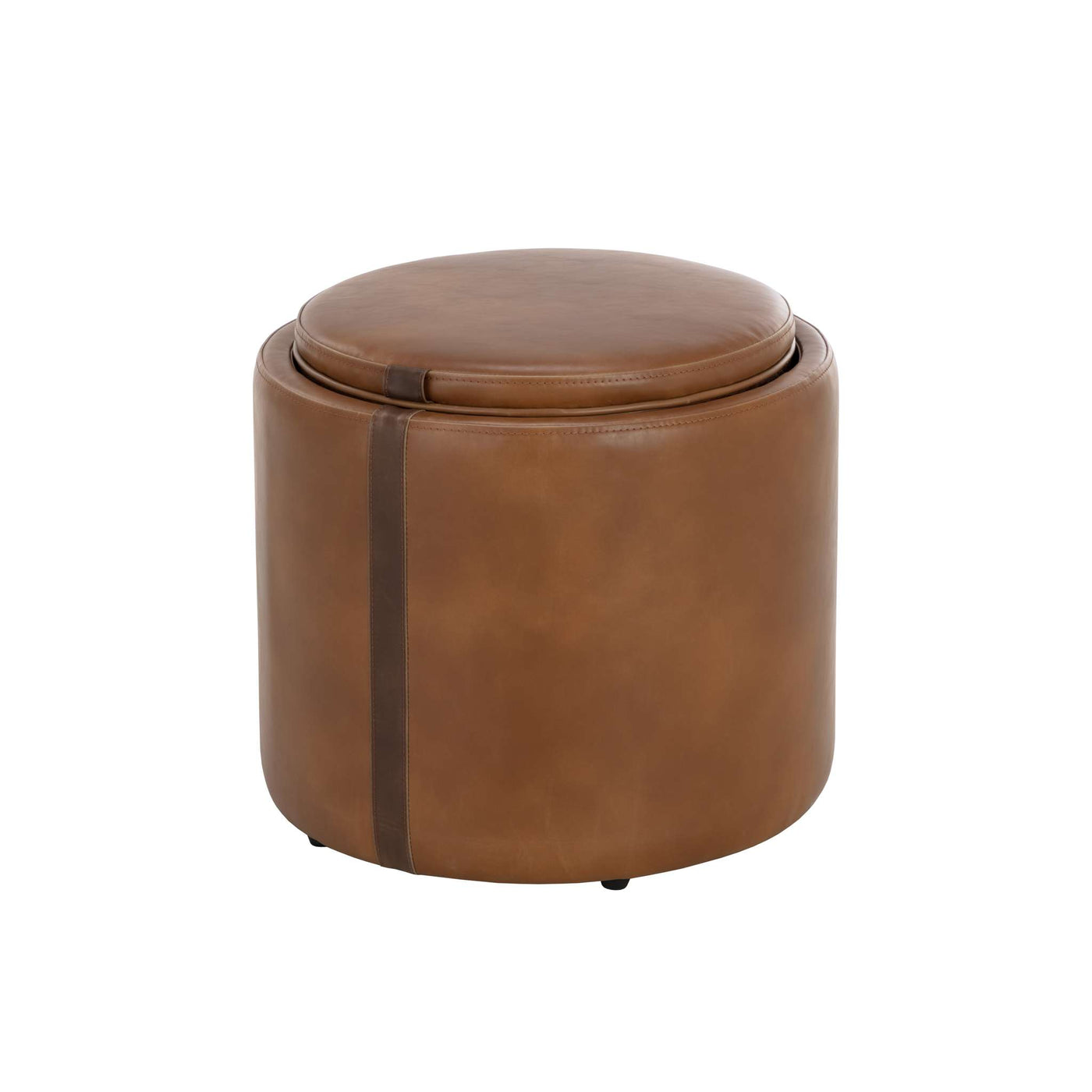 BORELLI STORAGE OTTOMAN - TOBACCO TAN / AUTUMN CHESTNUT