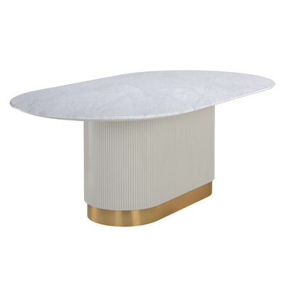 PALOMA DINING TABLE - OVAL - WHITE MARBLE - 84"