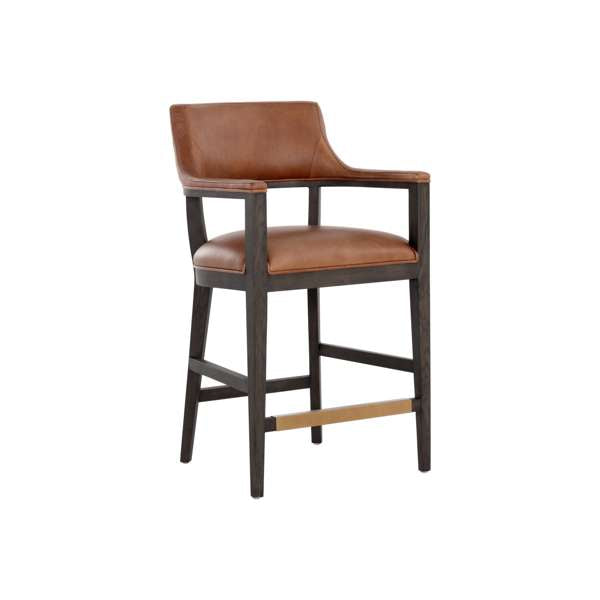 BRYLEA COUNTER STOOL - BROWN - SHALIMAR TOBACCO LEATHER