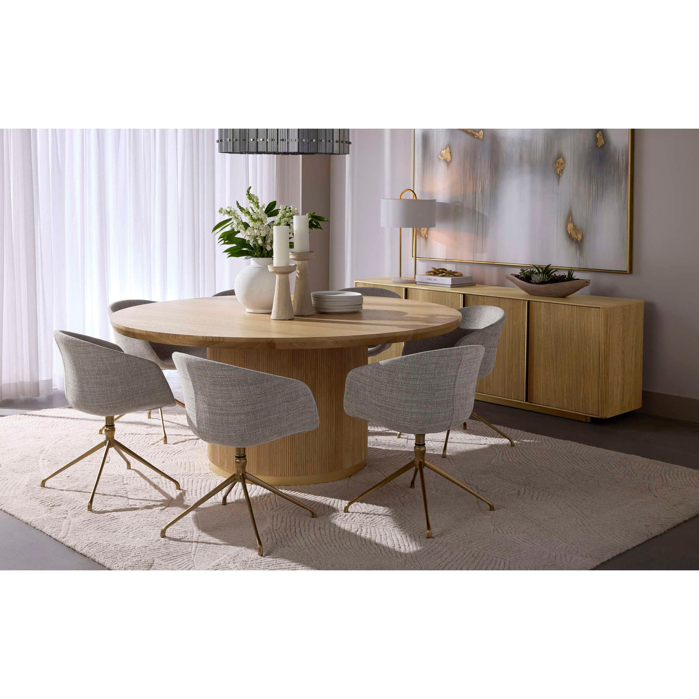 Kalla Dining Table - Round - Rustic Oak - 68"